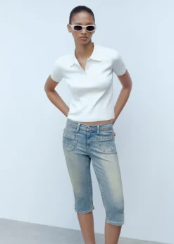 MANGO Dżinsy*Dżinsy capri z kieszeniami