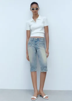 MANGO Dżinsy*Dżinsy capri z kieszeniami