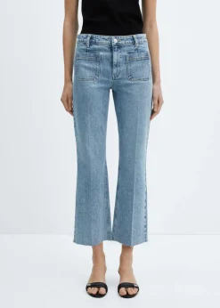MANGO Dżinsy*Dżinsy flare crop z kieszeniami