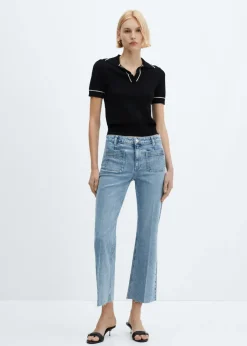 MANGO Dżinsy*Dżinsy flare crop z kieszeniami