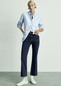 MANGO Dżinsy*Dżinsy flare crop z kieszeniami