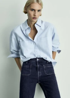 MANGO Dżinsy*Dżinsy flare crop z kieszeniami