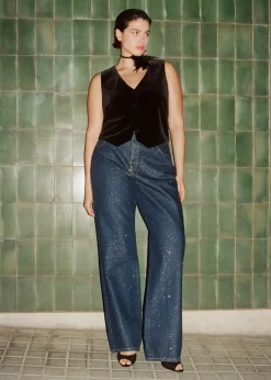 MANGO Dżinsy*Dżinsy o prostym kroju rinse wash z błyszczącym wykończeniem