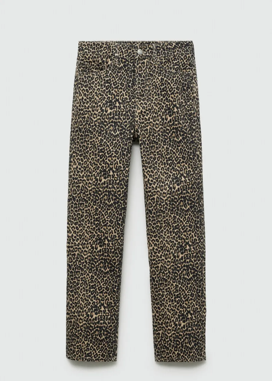 MANGO Dżinsy*Dżinsy o prostym kroju w lamparcie cętki