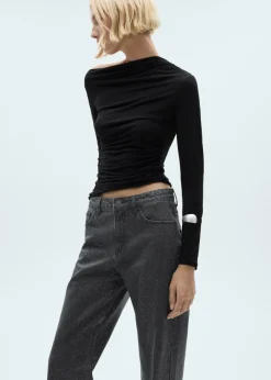 MANGO Dżinsy*Dżinsy o prostym kroju z błyszczącym wykończeniem