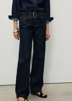 MANGO Dżinsy*Dżinsy o prostym kroju z niskim stanem i paskiem