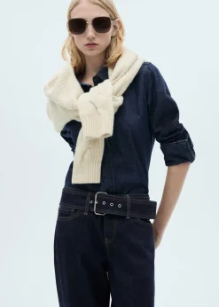 MANGO Dżinsy*Dżinsy o prostym kroju z niskim stanem i paskiem