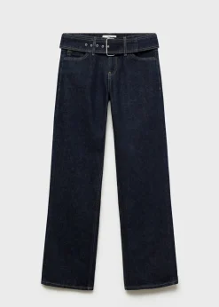 MANGO Dżinsy*Dżinsy o prostym kroju z niskim stanem i paskiem