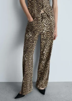 MANGO Dżinsy*Dżinsy o prostym kroju z wysokim stanem w lamparcie cętki