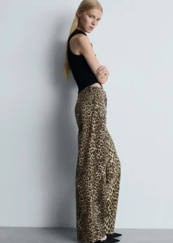 MANGO Dżinsy*Dżinsy o prostym kroju z wysokim stanem w lamparcie cętki