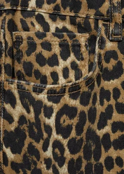 MANGO Dżinsy*Dżinsy o prostym kroju z wysokim stanem w lamparcie cętki