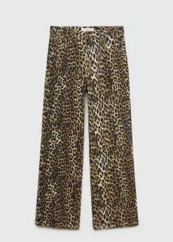 MANGO Dżinsy*Dżinsy o prostym kroju z wysokim stanem w lamparcie cętki