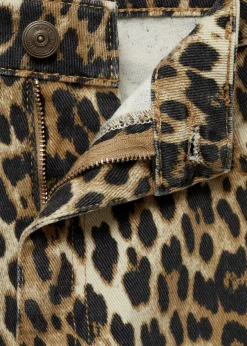 MANGO Dżinsy*Dżinsy o prostym kroju z wysokim stanem w lamparcie cętki