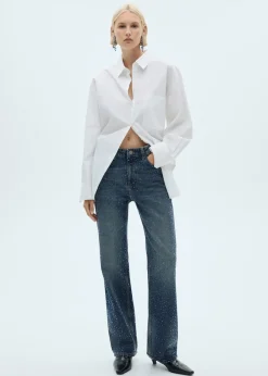 MANGO Dżinsy*Dżinsy o prostym kroju ze strasem