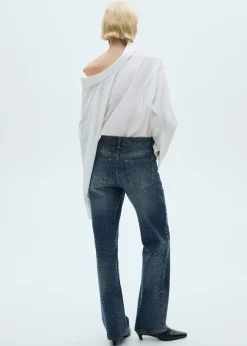 MANGO Dżinsy*Dżinsy o prostym kroju ze strasem