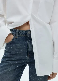 MANGO Dżinsy*Dżinsy o prostym kroju ze strasem