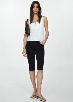 MANGO Dżinsy*Dżinsy slim capri z dekoracyjnymi szwami