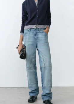 MANGO Dżinsy*Dżinsy wideleg z dekoracyjnymi szwami