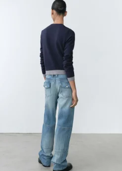 MANGO Dżinsy*Dżinsy wideleg z dekoracyjnymi szwami