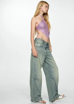 MANGO Dżinsy*Dżinsy wideleg z niskim stanem i kantami