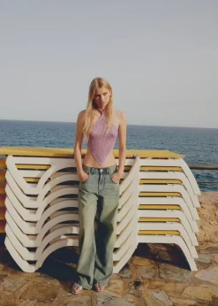 MANGO Dżinsy*Dżinsy wideleg z niskim stanem i kantami