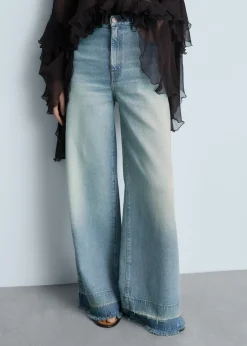 MANGO Dżinsy*Dżinsy wideleg z postrzępionym dołem