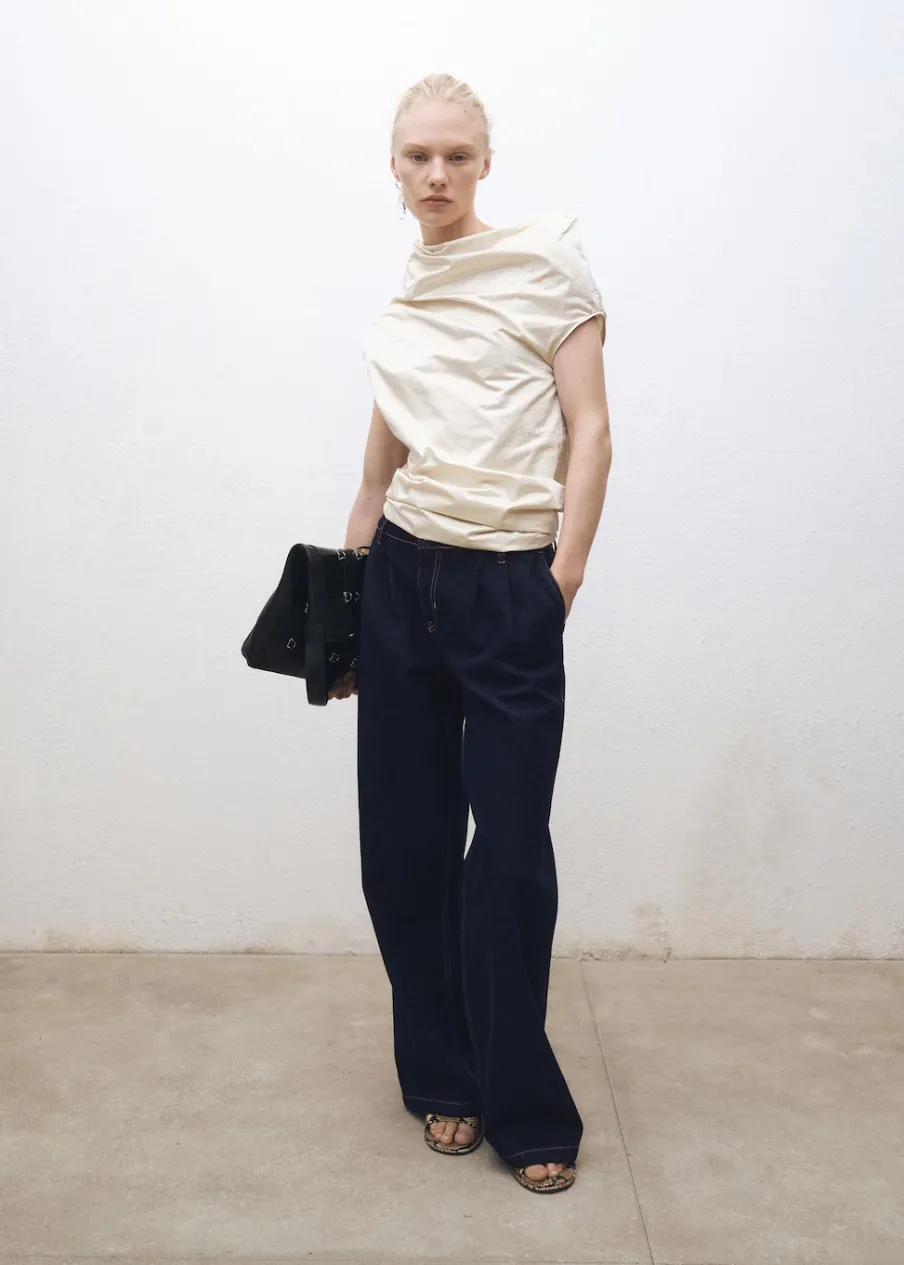 MANGO Dżinsy*Dżinsy wideleg z zakładkami rinse wash