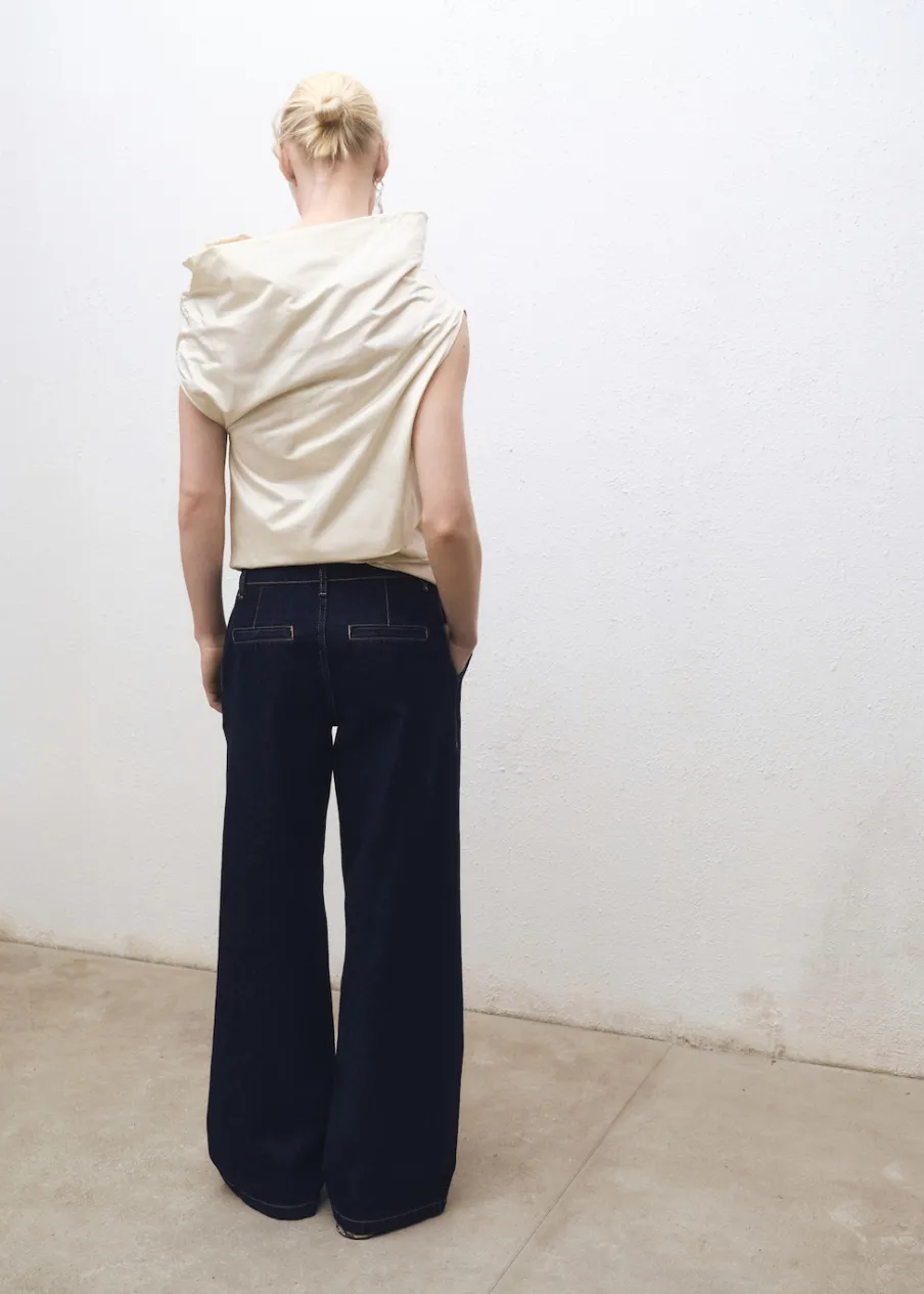 MANGO Dżinsy*Dżinsy wideleg z zakładkami rinse wash