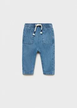 Dzieci MANGO Spodnie|Spodnie*Dżinsy z elastycznym pasem z troczkami