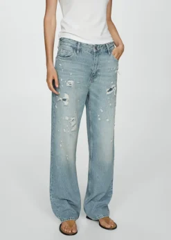 MANGO Dżinsy*Dżinsy z prostymi nogawkami i ozdobnymi rozdarciami