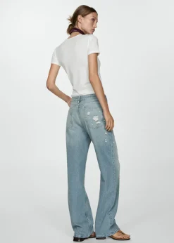 MANGO Dżinsy*Dżinsy z prostymi nogawkami i ozdobnymi rozdarciami