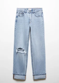 MANGO Dżinsy*Dżinsy z rozdarciami i podwiniętymi nogawkami