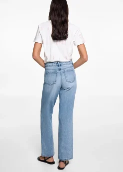 MANGO Dżinsy*Dżinsy ze średnim stanem, prostymi nogawkami i rozdarciami