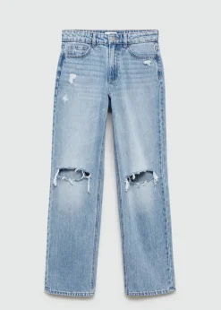 MANGO Dżinsy*Dżinsy ze średnim stanem, prostymi nogawkami i rozdarciami