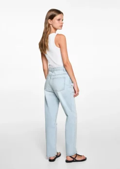 MANGO Dżinsy*Dżinsy ze średnim stanem, prostymi nogawkami i rozdarciami