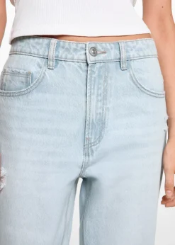 MANGO Dżinsy*Dżinsy ze średnim stanem, prostymi nogawkami i rozdarciami