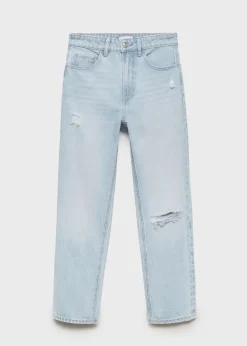 MANGO Dżinsy*Dżinsy ze średnim stanem, prostymi nogawkami i rozdarciami