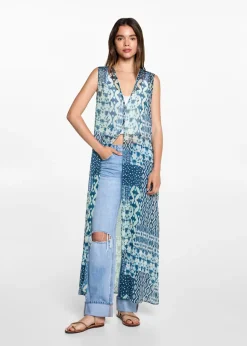 MANGO Kamizelki*Długa kamizelka nadruk