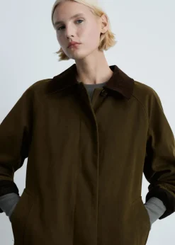 MANGO Płaszcze*Długa parka z kołnierzem ze sztruksu