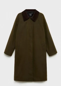 MANGO Płaszcze*Długa parka z kołnierzem ze sztruksu