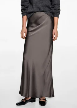 MANGO Spódnice*Długa satynowa spódnica