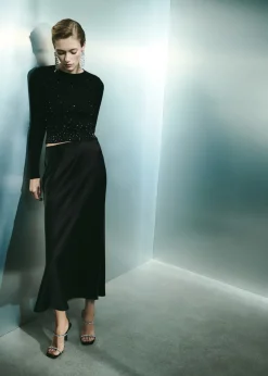 MANGO Spódnice*Długa satynowa spódnica