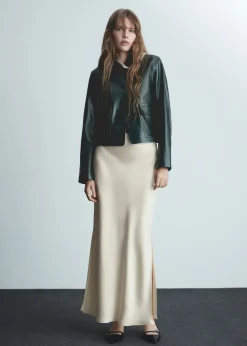 MANGO Spódnice*Długa satynowa spódnica