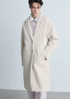 MANGO Płaszcze*Długi płaszcz oversize z dzianiny bouclé