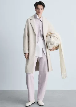 MANGO Płaszcze*Długi płaszcz oversize z dzianiny bouclé