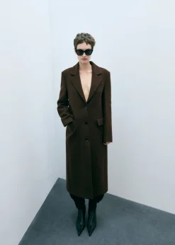 MANGO Płaszcze*Długi płaszcz wełniany z teksturą