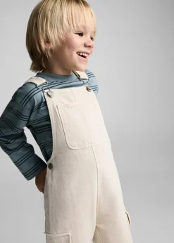 Dzieci MANGO Dżinsy*Długie ogrodniczki dżinsowe z kieszenią