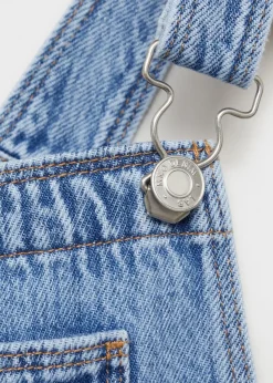 Dzieci MANGO Dżinsy*Długie ogrodniczki dżinsowe z kieszenią