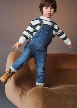 Dzieci MANGO Dżinsy*Długie ogrodniczki dżinsowe z kieszenią