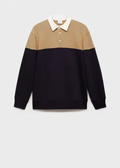 MANGO Bluzy|Koszulki Polo*Dwukolorowa bluza polo z bawełny